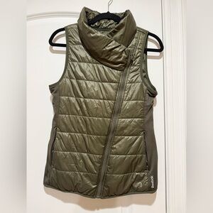 Reebok Olive Angled Zipper Puffer Vest
